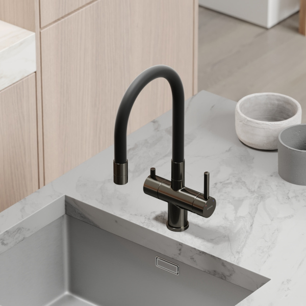 Смеситель для кухни Sancos Lucia SC4004GG с подключением к фильтру вороненая сталь