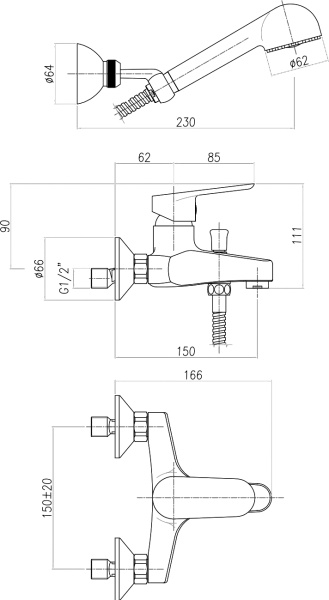 Смеситель для ванны или душа Webert Sax Evolution SE850101740 настенный 
без термостата белый
