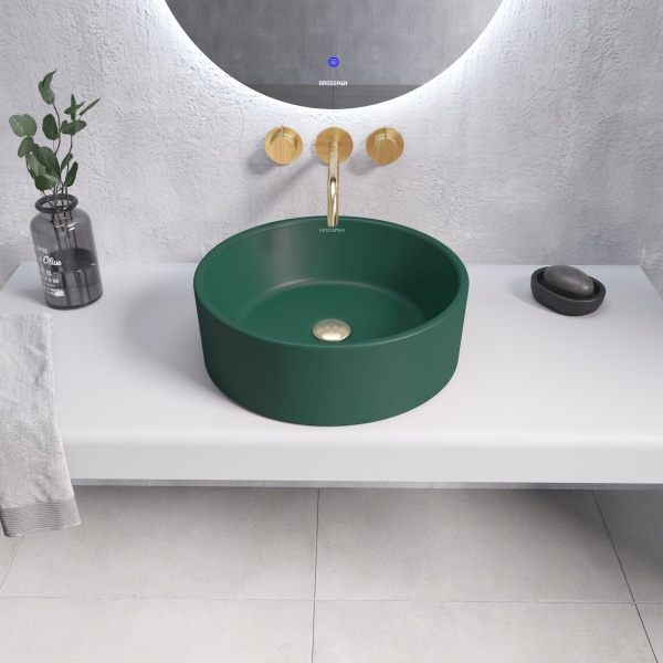 Раковина  круглая Grossman Color GR-3013OLM фаянс цвет светло-зеленый матовый