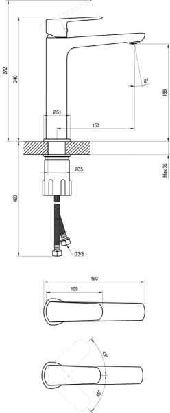 Смеситель для раковины Ravak Life X070477 черный матовый