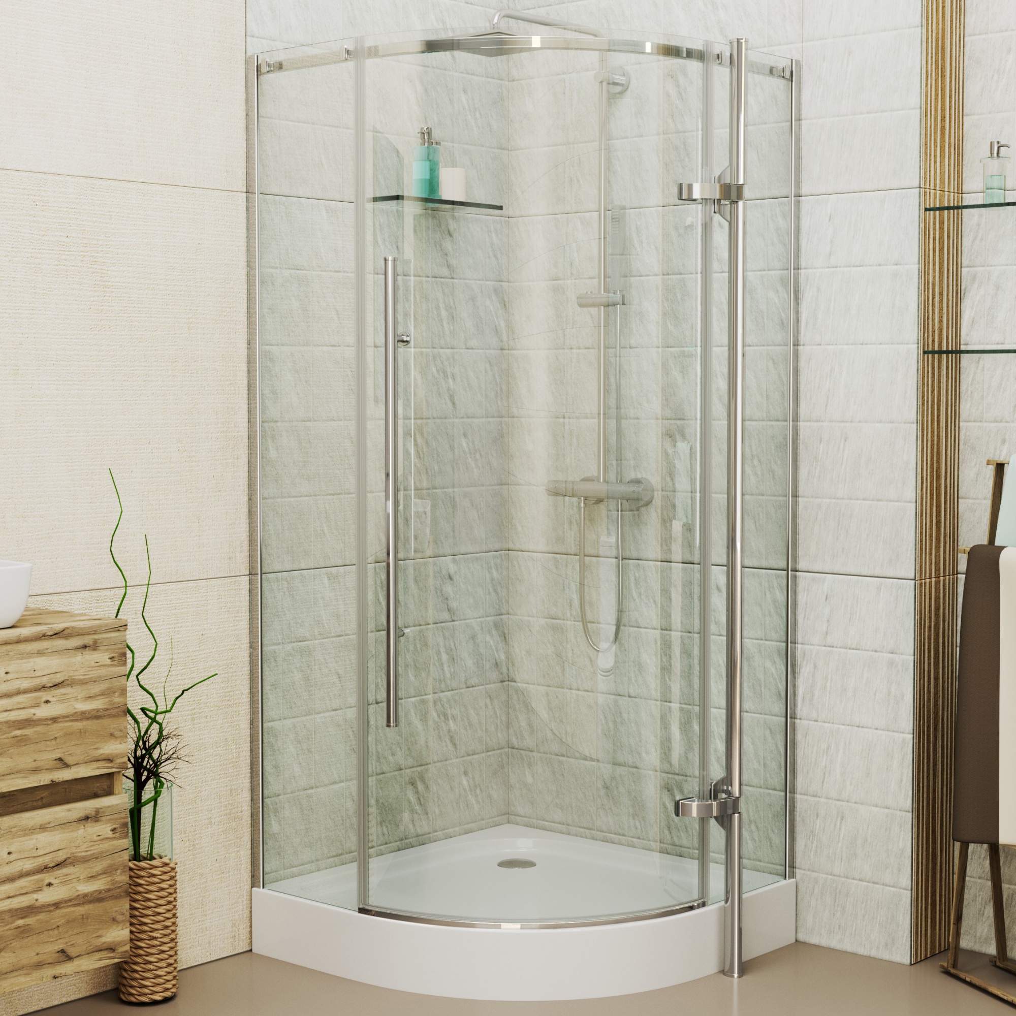 Душевой угол Grossman Style GR-5090 четверть круга  стекла , профиль 