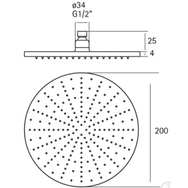 Верхний душ Cisal Xion DS016430D1 нержавеющая сталь 