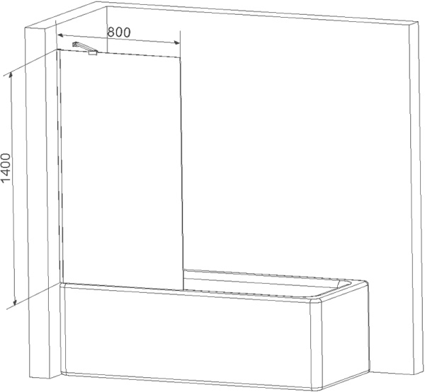 Шторка для ванны неподвижная  Am.Pm Gem W90BS-080-140CM 80 см, стекла матовые, профиль хром