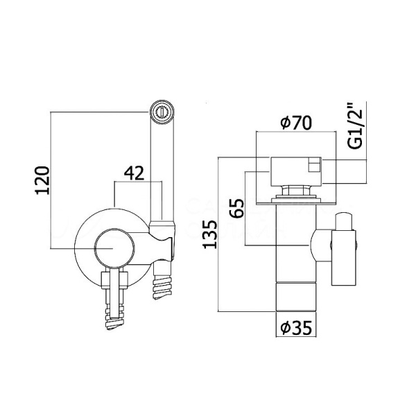 Гигиенический душ Webert Pegaso PE870303010 встраиваемый в стену золото