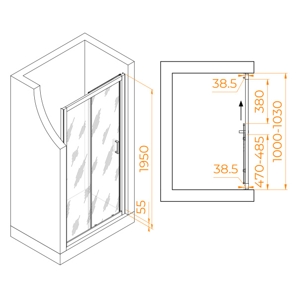 Душевая дверь RGW Passage PA-016 350801610-11 100 см стекла прозрачные, профиль хром
