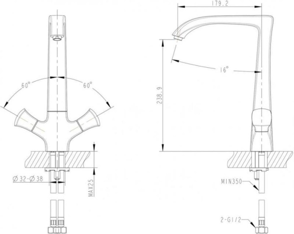 Смеситель для кухни Bravat Whirlpool F778112C без подключения к фильтру хром