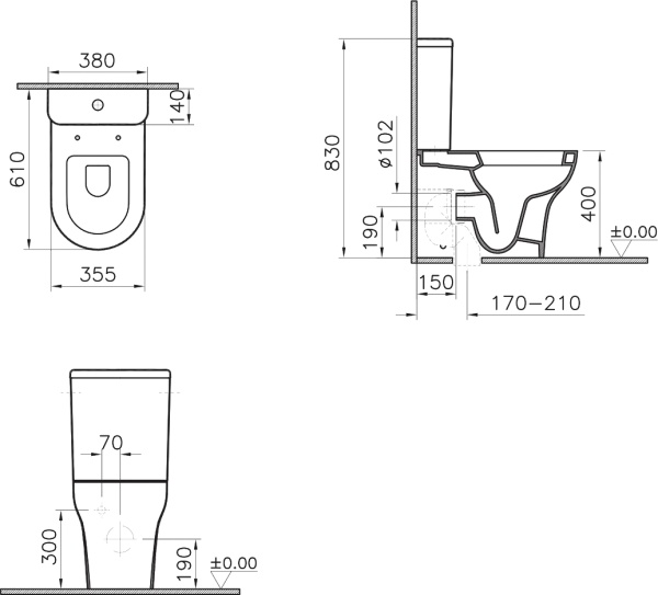 Унитаз напольный VitrA Zentrum 9012B003-7202 