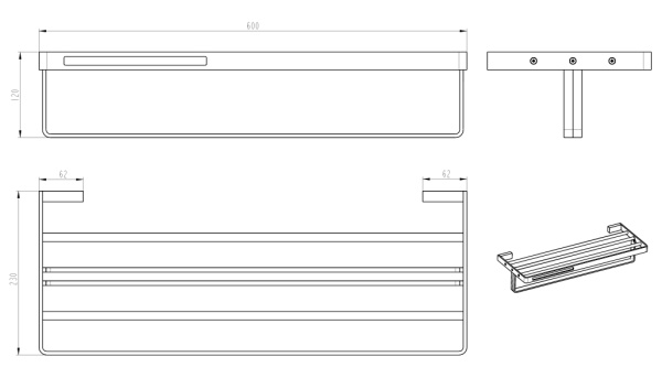 Полка для ванной Boheme Q 10947-CR латунь