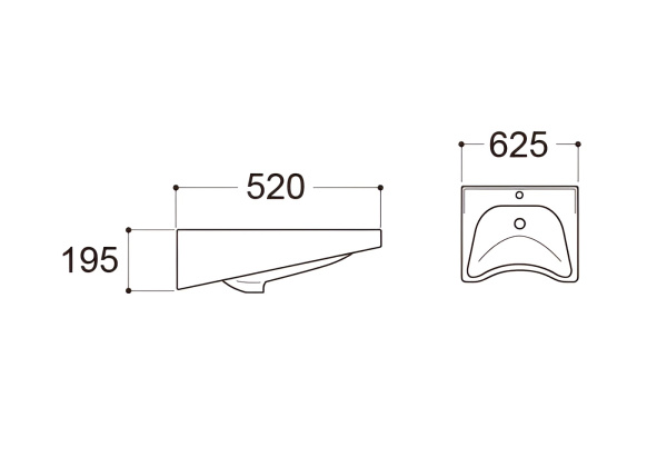 Раковина подвесная для МГН прямоугольная Акватек  AQ2211-00 фарфор цвет белый