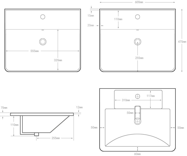 Раковина мебельная квадратная  Aquanet Ирис 00301803 керамика цвет белый