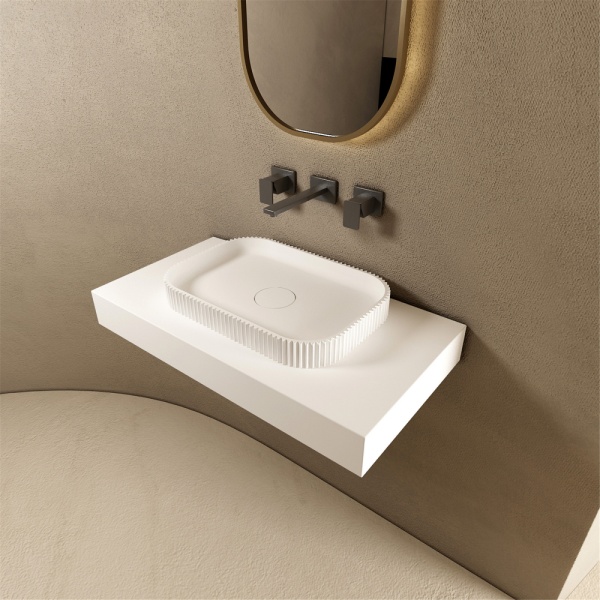 Раковина  прямоугольная Abber STEIN AS2602 искусственный камень цвет белый матовый