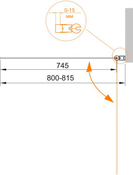 Шторка для ванны распашная  Cezares Eco ECO-O-V-1-80/140-P-Cr-R 81.5 см, стекла рифленые, профиль хром