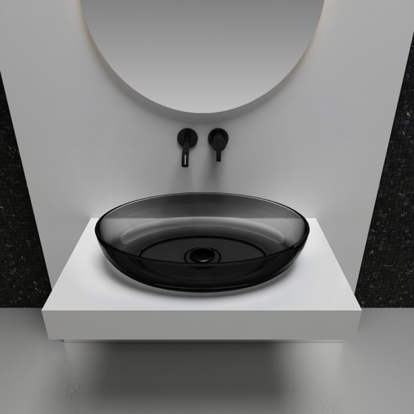 Раковина  овальная Abber Kristall AT2801Onyx полиэфирная смола цвет черный