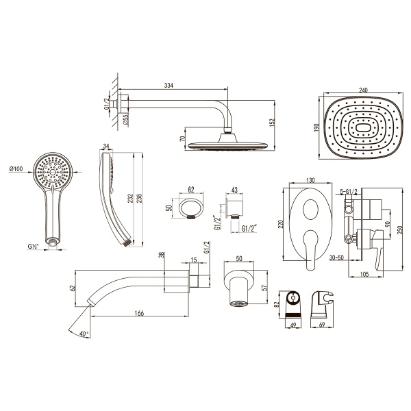 Душевая система со смесителем Lemark Atlantiss LM3222C монтаж встраиваемая в стену без термостата хром