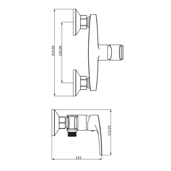 Смеситель для душа Damixa Eclipse 2.0 482000300 настенный 
без термостата черный матовый