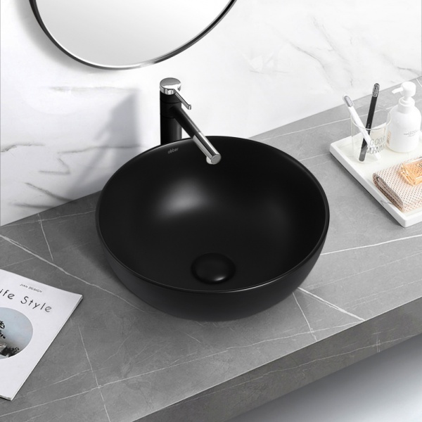 Раковина  круглая Abber Bequem AC2105MB керамика цвет черный матовый