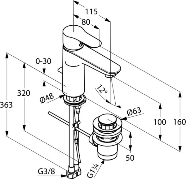Смеситель для раковины Kludi Objekta 322600575 хром