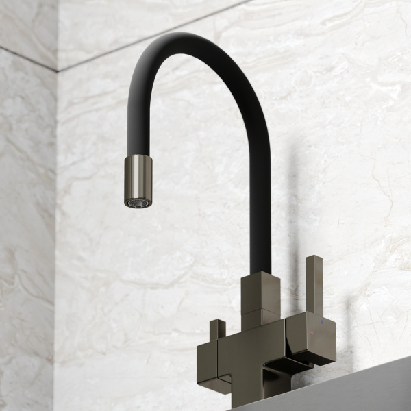 Смеситель для кухни Sancos Arno SC4005GG с подключением к фильтру вороненая сталь/черный