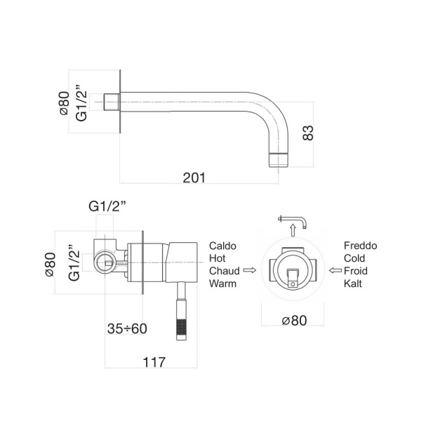 Смеситель для раковины Webert Rimini RI830606794 золото матовое
