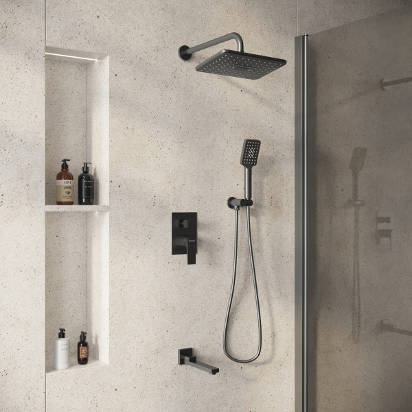 Душевая система со смесителем Grossman Classic 501.K35.04.420 монтаж встраиваемая  в стену без термостата графит