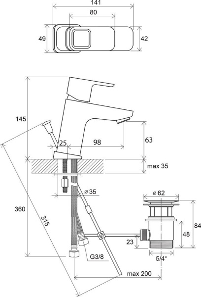 Смеситель для раковины Ravak 10° X070063 хром