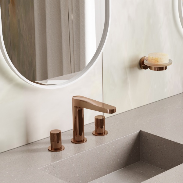 Смеситель для раковины Wasserkraft Paar 8835 розовое золото