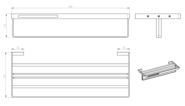 Полка для ванной Boheme Q 10947-G-B латунь