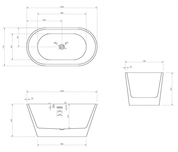Акриловая ванна Abber  AB9203-1.3 130x70