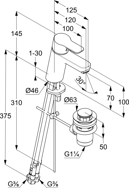 Смеситель для раковины Kludi Pure&Easy 372760565 хром