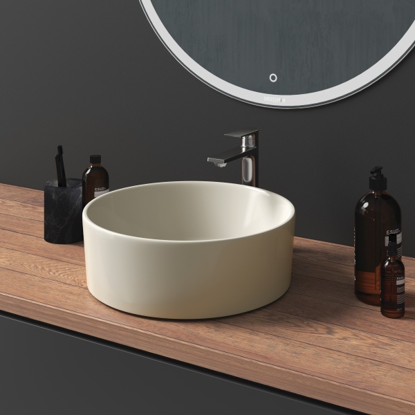 Раковина  круглая Grossman Color GR-3013BEM фаянс цвет бежевый матовый