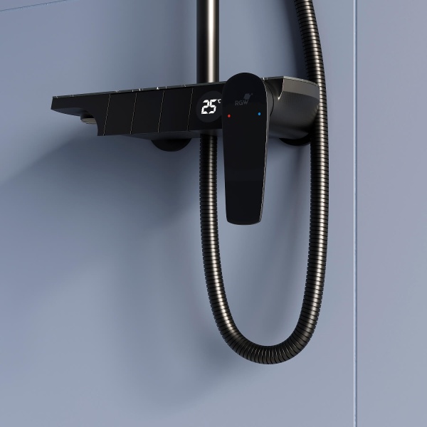 Душевая система со смесителем RGW Shower Panels 51140133-04 монтаж настенная без термостата черный