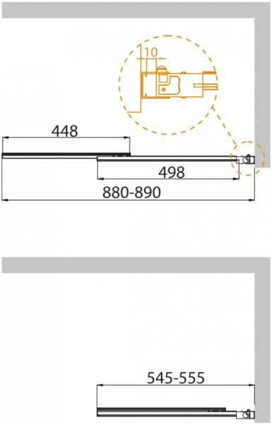 Шторка для ванны распашная раздвижная  Cezares Slider SLIDER-VF-11-90/150-P-Cr 90 см, стекла рифленые, профиль хром