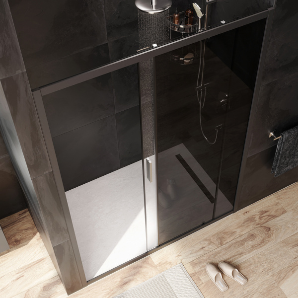 Душевая дверь Am.Pm Gem W90G-140-1-195BG 140 см стекла прозрачные тонированные, профиль черный