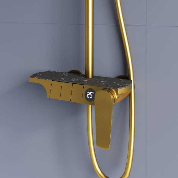 Душевая система со смесителем RGW Shower Panels 51140133-06 монтаж настенная без термостата золото