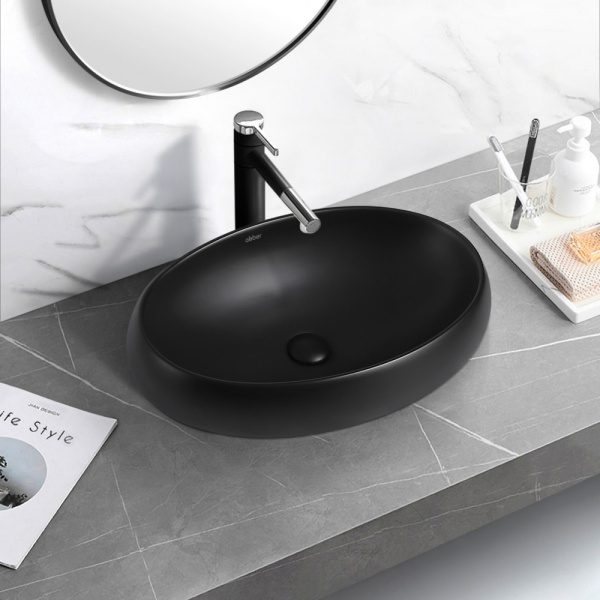 Раковина  овальная Abber Bequem AC2102MB керамика цвет черный матовый