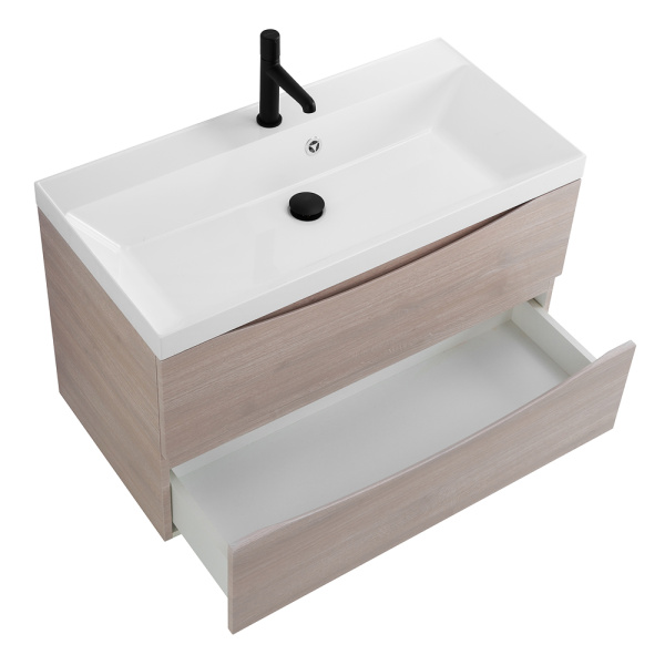 Тумба под раковину подвесная BelBagno Marino MARINO-900-2C-SO-RG-P 90 см  2 ящика цвет Rovere Grigio 