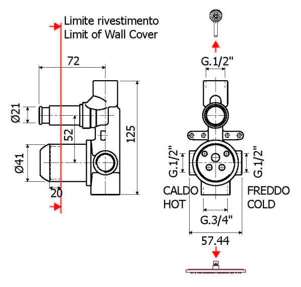 Встраиваемая часть смесителя Plumberia Selection IXO INT0036BO  