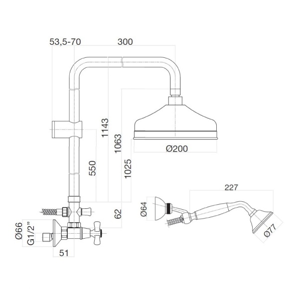 Душевая система со смесителем Webert Armony AM760405017 монтаж настенная без термостата хром/золото