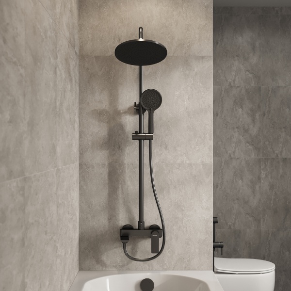 Душевая система со смесителем Grossman Galaxy 500.K35.01.420 монтаж настенная без термостата графит