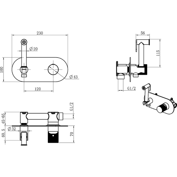 Смеситель для биде Boheme Stick 127-BCR латунь 