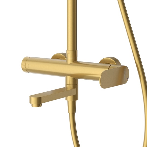 Душевая система со смесителем Cezares Stylus STYLUS-CVD-BORO монтаж настенная без термостата брашированное золото