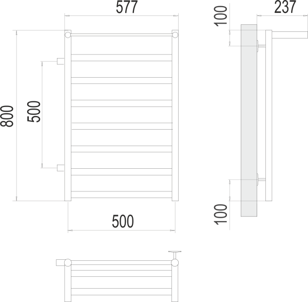 Полотенцесушитель водяной Terminus Хендрикс П8  50x80 4670078531582 хром
