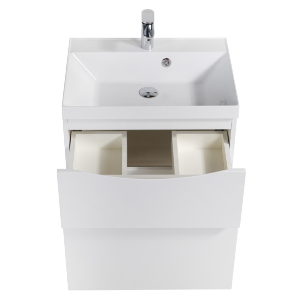 Тумба под раковину подвесная BelBagno Marino-H60 MARINO-H60-600-2C-SO-BL-P 60 см  2 ящика цвет Bianco Lucido 