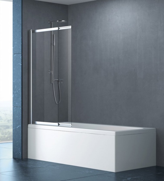 Шторка для ванны распашная раздвижная  Cezares Slider SLIDER-VF-11-90/150-C-Cr 90 см, стекла прозрачные, профиль хром