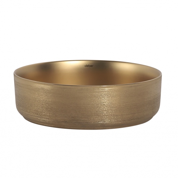 Раковина  круглая Abber Bequem AC2109BGM фаянс цвет золото матовое