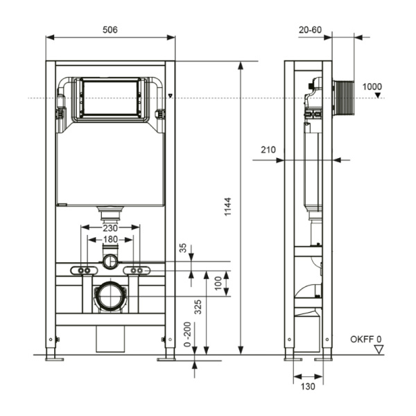 Инсталляция для подвесного унитаза TECE Spring S500393 механическая