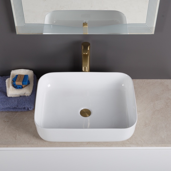 Раковина накладная прямоугольная BelBagno  BB1304 фаянс цвет белый