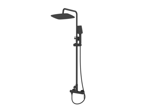 Душевая система со смесителем BelBagno Acqua ACQUA-DOCM-NERO монтаж настенная без термостата черный матовый