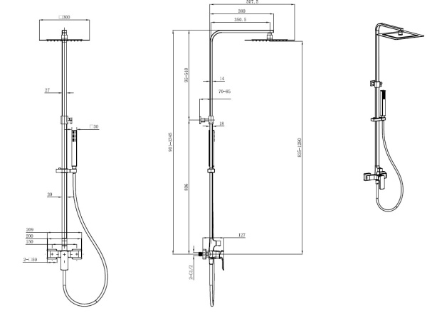 Душевая система со смесителем Allen Brau Infinity 5.21012-00 монтаж настенная без термостата хром