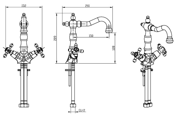 Смеситель для раковины Boheme Crystal 272-CRST хром